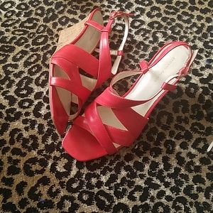 Orange wedge shoe